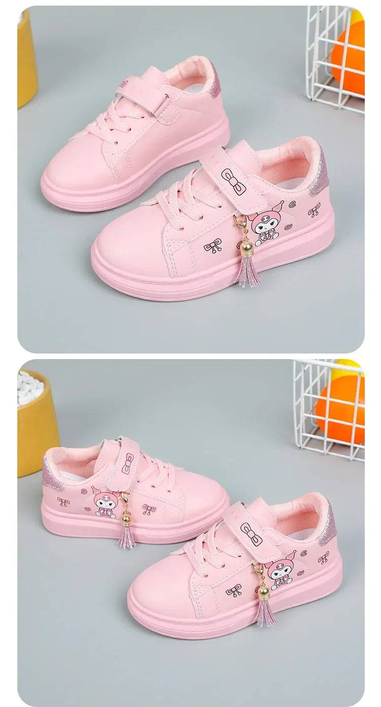 2025 Children's Little White Shoes Girls' Student Flat Bottom Casual Sports Shoes Low Top Spring Korean Plate Shoes