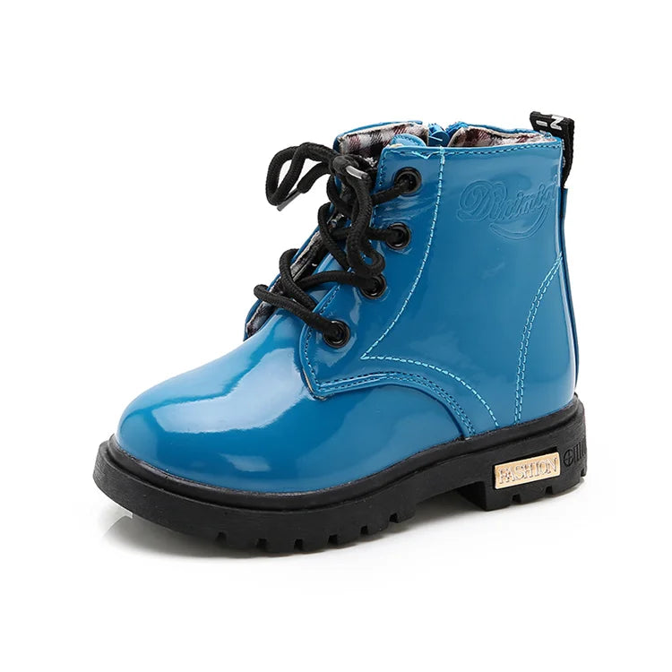 Botas para niñas de charol impermeables