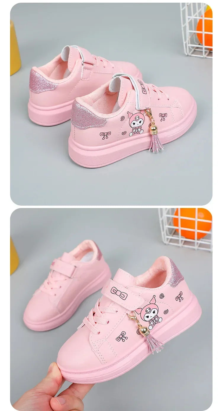 2025 Children's Little White Shoes Girls' Student Flat Bottom Casual Sports Shoes Low Top Spring Korean Plate Shoes
