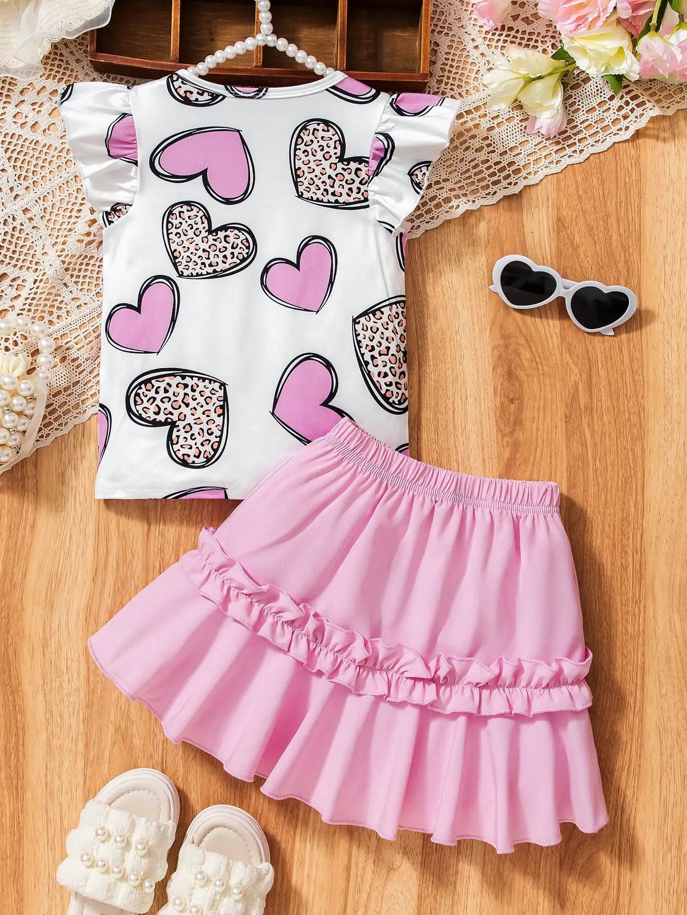 Conjunto de 2 piezas con estampado de corazónes