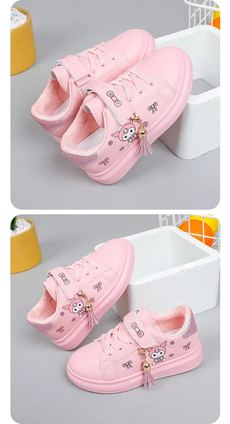 2025 Children's Little White Shoes Girls' Student Flat Bottom Casual Sports Shoes Low Top Spring Korean Plate Shoes
