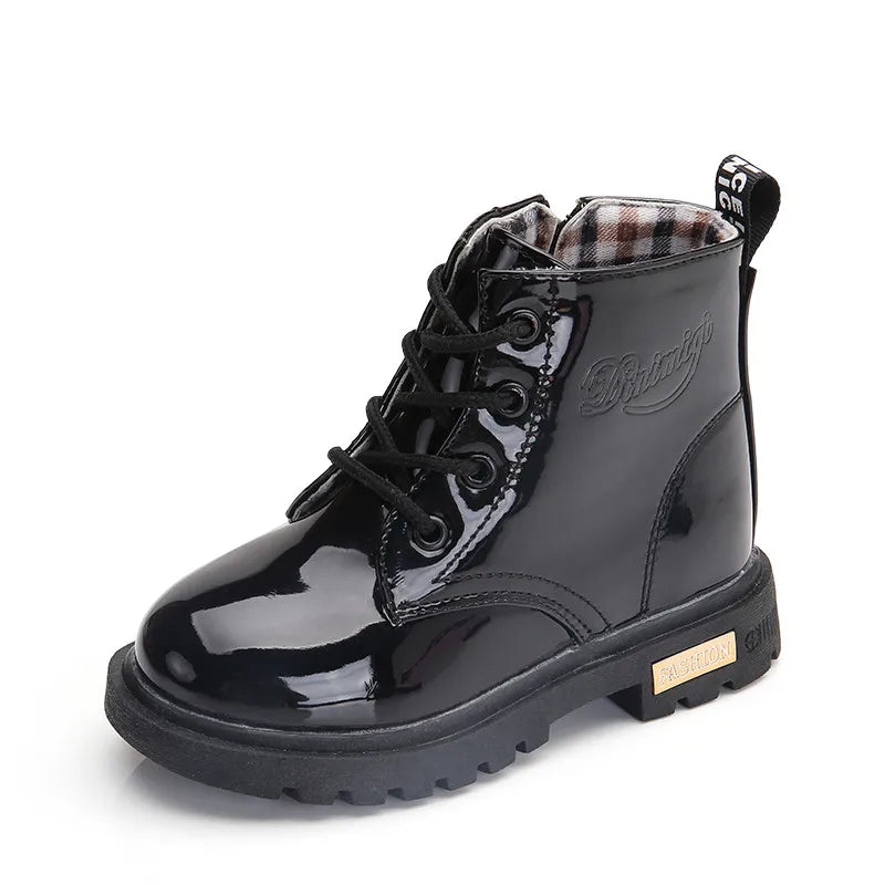 Botas para niñas de charol impermeables