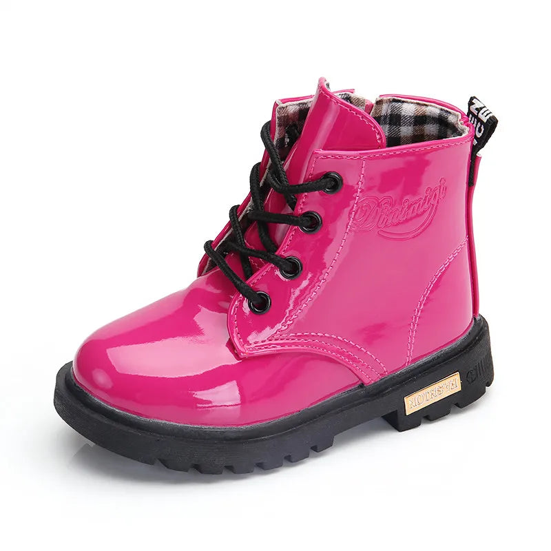 Botas para niñas de charol impermeables