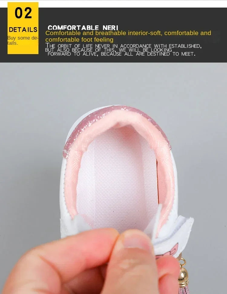 2025 Children's Little White Shoes Girls' Student Flat Bottom Casual Sports Shoes Low Top Spring Korean Plate Shoes