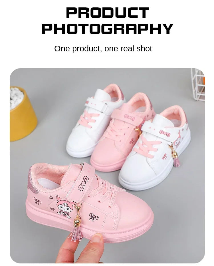 2025 Children's Little White Shoes Girls' Student Flat Bottom Casual Sports Shoes Low Top Spring Korean Plate Shoes