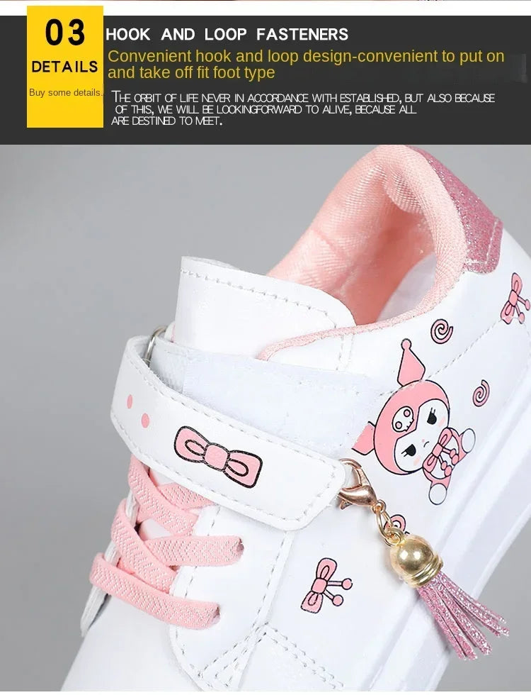 2025 Children's Little White Shoes Girls' Student Flat Bottom Casual Sports Shoes Low Top Spring Korean Plate Shoes