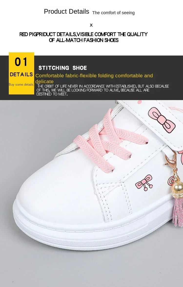2025 Children's Little White Shoes Girls' Student Flat Bottom Casual Sports Shoes Low Top Spring Korean Plate Shoes